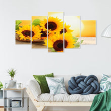 Charger l&#39;image dans la galerie, Tournesol 5 panneau - diamant rond complet - 95x45cm
