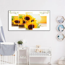 Charger l&#39;image dans la galerie, Tournesol 5 panneau - diamant rond complet - 95x45cm
