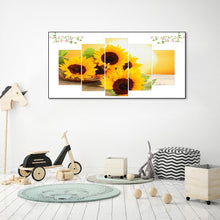 Charger l&#39;image dans la galerie, Tournesol 5 panneau - diamant rond complet - 95x45cm
