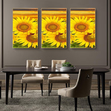 Charger l&#39;image dans la galerie, Tournesol 3 panneau - diamant rond complet - 45x70cm
