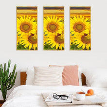 Charger l&#39;image dans la galerie, Tournesol 3 panneau - diamant rond complet - 45x70cm
