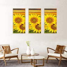 Charger l&#39;image dans la galerie, Tournesol 3 panneau - diamant rond complet - 45x70cm
