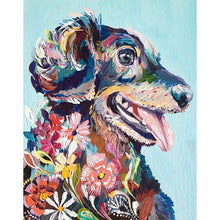 Charger l&#39;image dans la galerie, Chien assis - diamant rond complet - 30x40cm
