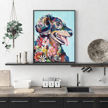 Charger l&#39;image dans la galerie, Chien assis - diamant rond complet - 30x40cm
