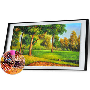Forêt de montagne - diamant rond complet - 100x50cm
