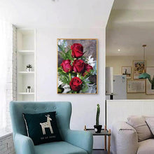 Charger l&#39;image dans la galerie, Ensemble de fleurs - diamant rond complet - 30x40cm
