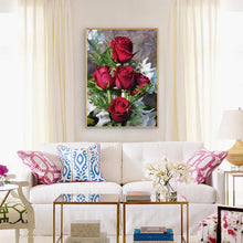 Charger l&#39;image dans la galerie, Ensemble de fleurs - diamant rond complet - 30x40cm
