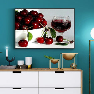 Cerise - diamant rond complet - 40x30cm