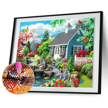 Charger l&#39;image dans la galerie, Cour tranquille - diamant rond complet - 40x30cm

