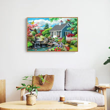 Charger l&#39;image dans la galerie, Cour tranquille - diamant rond complet - 40x30cm
