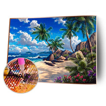 Charger l&#39;image dans la galerie, Ensemble de vue de bord de mer - diamant rond complet - 40x30cm
