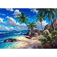 Charger l&#39;image dans la galerie, Ensemble de vue de bord de mer - diamant rond complet - 40x30cm
