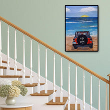 Charger l&#39;image dans la galerie, Voiture sur ensemble de bord de mer - diamant rond complet - 30x40cm
