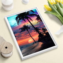 Charger l&#39;image dans la galerie, Coucher de soleil par mer ensemble - diamant rond complet - 30x40cm
