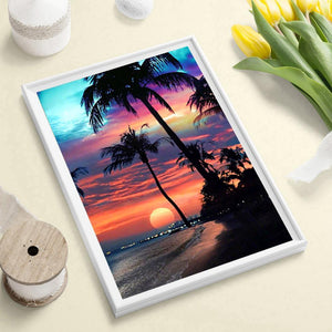 Coucher de soleil par mer ensemble - diamant rond complet - 30x40cm