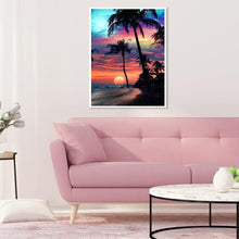 Charger l&#39;image dans la galerie, Coucher de soleil par mer ensemble - diamant rond complet - 30x40cm
