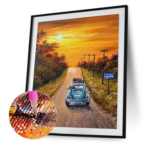 Ensemble de voiture de conduite - diamant rond complet - 30x40cm