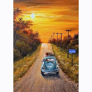 Ensemble de voiture de conduite - diamant rond complet - 30x40cm