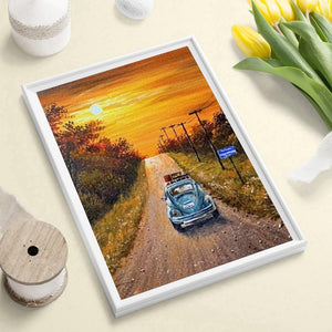 Ensemble de voiture de conduite - diamant rond complet - 30x40cm