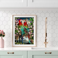 Charger l&#39;image dans la galerie, Branche perroquets - diamant rond complet - 30x40cm
