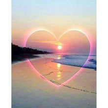 Charger l&#39;image dans la galerie, Coucher de soleil d’amour - diamant rond complet - 30x40cm
