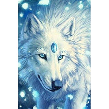 Charger l&#39;image dans la galerie, Loup de fourrure blanche - diamant rond complet - 30x40cm
