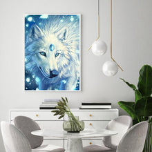 Charger l&#39;image dans la galerie, Loup de fourrure blanche - diamant rond complet - 30x40cm

