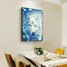 Charger l&#39;image dans la galerie, Loup de fourrure blanche - diamant rond complet - 30x40cm
