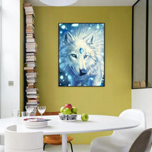 Charger l&#39;image dans la galerie, Loup de fourrure blanche - diamant rond complet - 30x40cm
