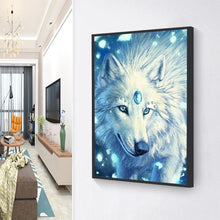 Charger l&#39;image dans la galerie, Loup de fourrure blanche - diamant rond complet - 30x40cm
