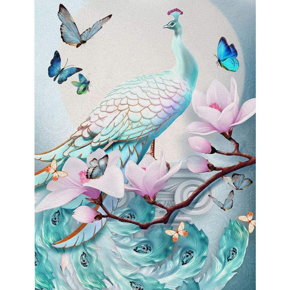 Paon - diamant rond complet - 30x40cm