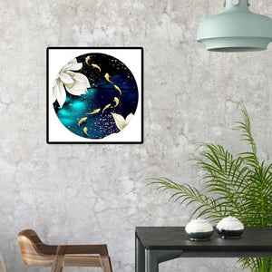 Lotus étang de poissons - diamant rond complet - 40x40cm