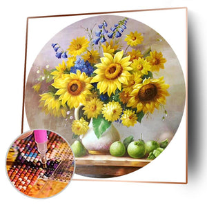 Ensembles colorés de tournesol - diamant rond complet - 40x40cm