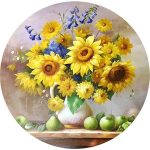 Ensembles colorés de tournesol - diamant rond complet - 40x40cm