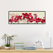 Charger l&#39;image dans la galerie, Paysage de couture de fleur rouge - diamant rond complet - 80x30cm
