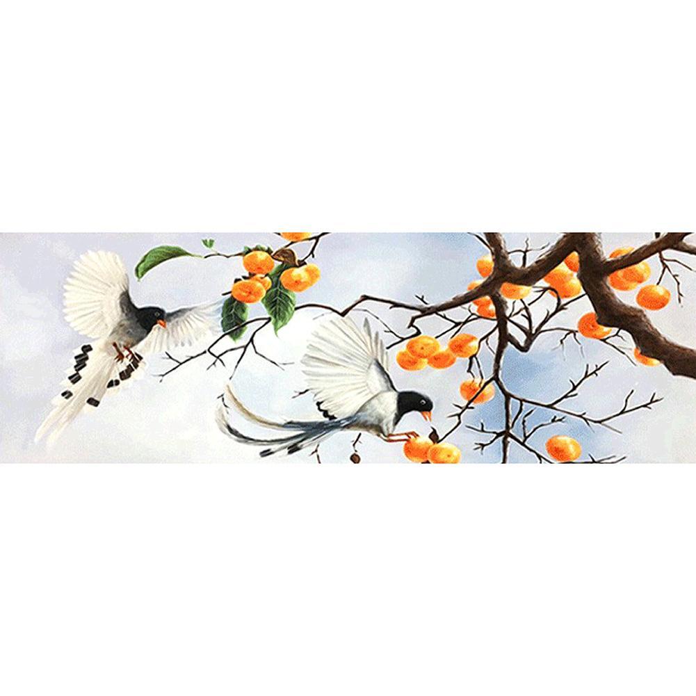 Oiseau de branche - diamant rond complet - 80x30cm