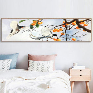 Oiseau de branche - diamant rond complet - 80x30cm