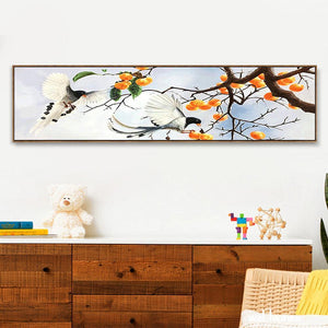 Oiseau de branche - diamant rond complet - 80x30cm