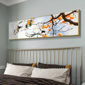 Oiseau de branche - diamant rond complet - 80x30cm