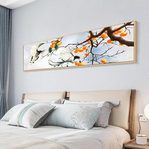 Oiseau de branche - diamant rond complet - 80x30cm