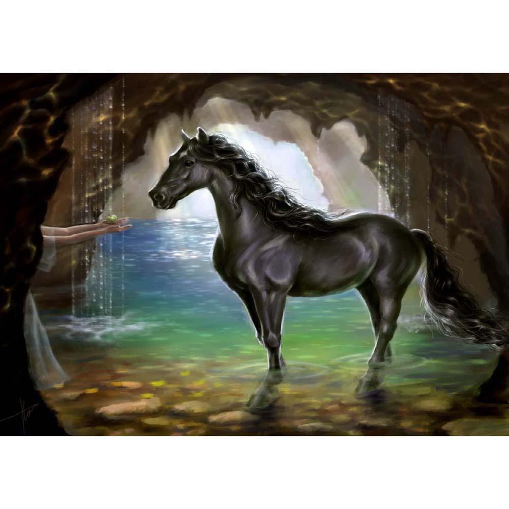 Cheval - diamant rond complet - 40x30cm