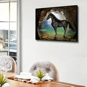 Cheval - diamant rond complet - 40x30cm