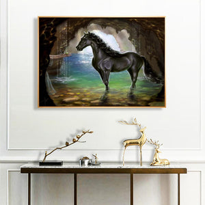 Cheval - diamant rond complet - 40x30cm