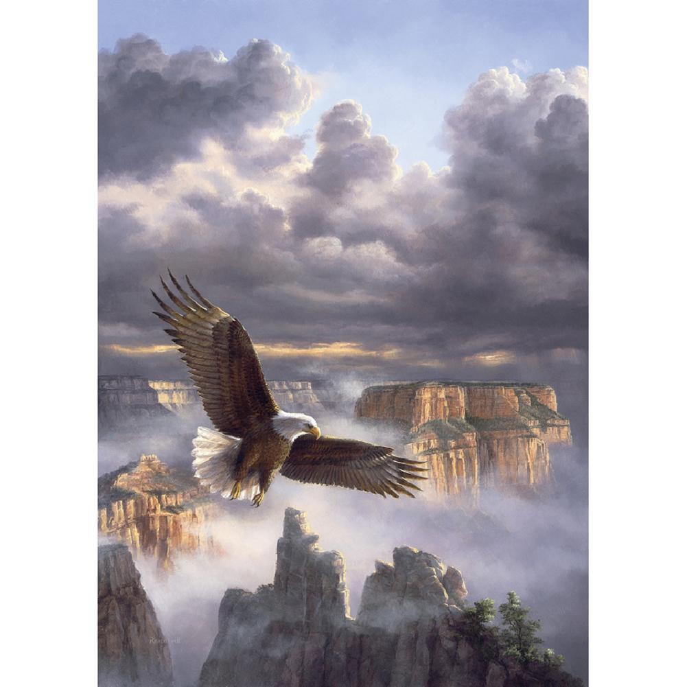 Broderie ensemble aigle montant - diamant rond complet - 30x40cm