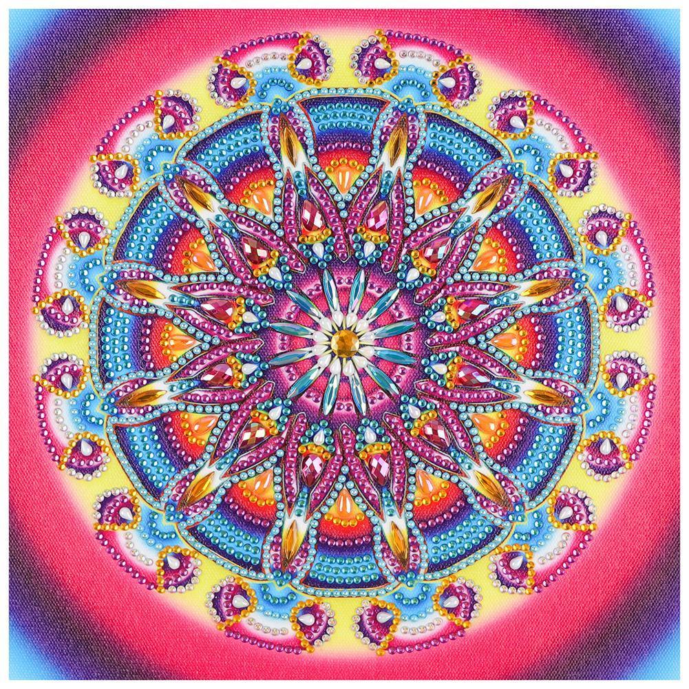 Fleur colorée - diamant rond complet - 30x30cm