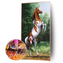 Charger l&#39;image dans la galerie, Cheval actif - diamant rond complet - 45x85cm
