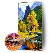 Charger l&#39;image dans la galerie, Arbre au bord du lac - diamant rond complet - 45x85cm
