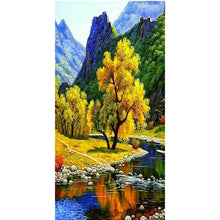 Charger l&#39;image dans la galerie, Arbre au bord du lac - diamant rond complet - 45x85cm

