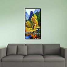 Charger l&#39;image dans la galerie, Arbre au bord du lac - diamant rond complet - 45x85cm
