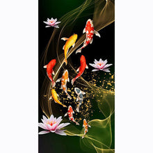 Charger l&#39;image dans la galerie, 45x85cm koi lotus de poisson - diamant rond complet - 45x85cm
